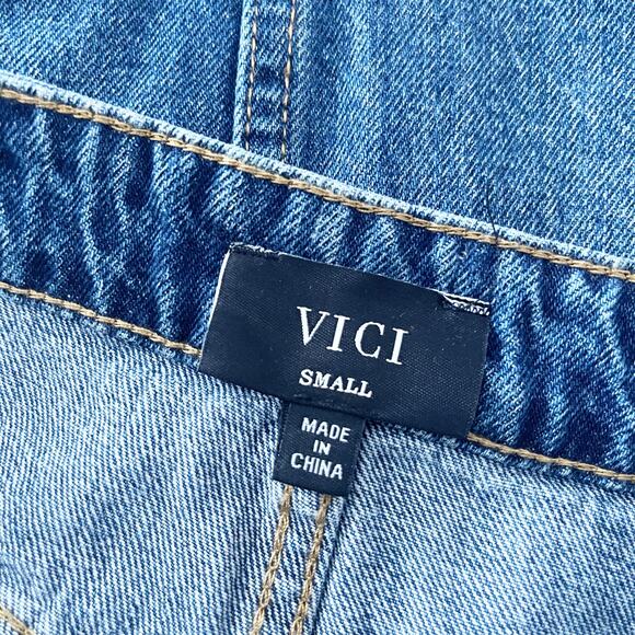 VICI Kynlee Distressed Denim Mini Skirt Small S - Picture 7 of 8